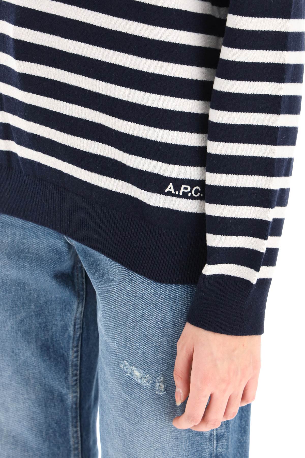 A.p.c. 'phoebe' striped cashmere and cotton sweater - Blue-clothing-A.P.C.-Urbanheer