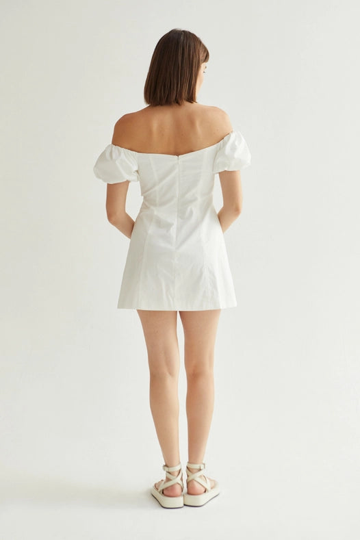 Abigail Cotton Blend Off-Shoulder Mini Dress White