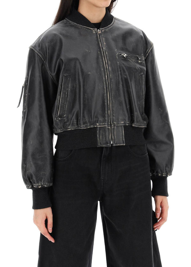 Acne Studios aged leather bomber jacket with distressed treatment