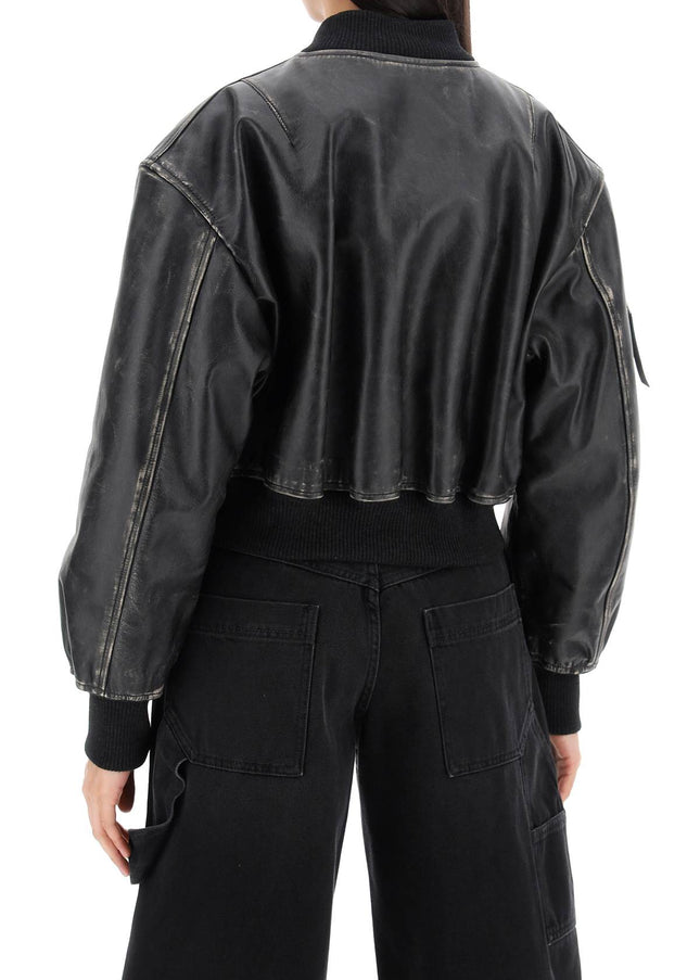 Acne Studios aged leather bomber jacket with distressed treatment