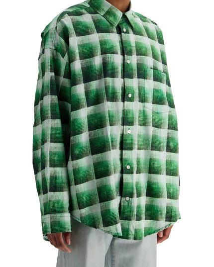 Acne Studios green checkered cotton flannel shirt