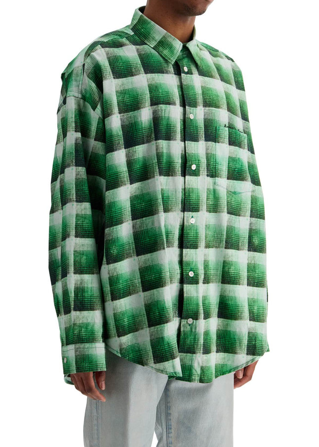 Acne Studios green checkered cotton flannel shirt