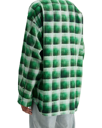 Acne Studios green checkered cotton flannel shirt