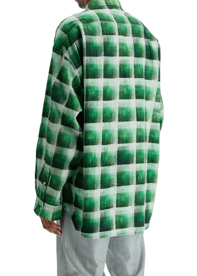 Acne Studios green checkered cotton flannel shirt