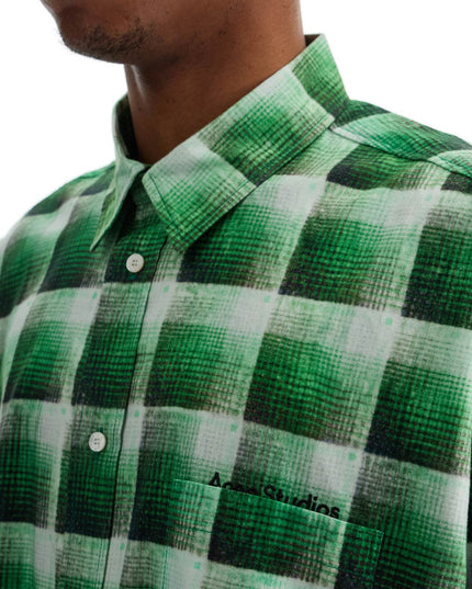 Acne Studios green checkered cotton flannel shirt