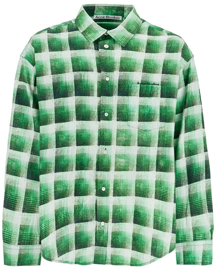 Acne Studios green checkered cotton flannel shirt