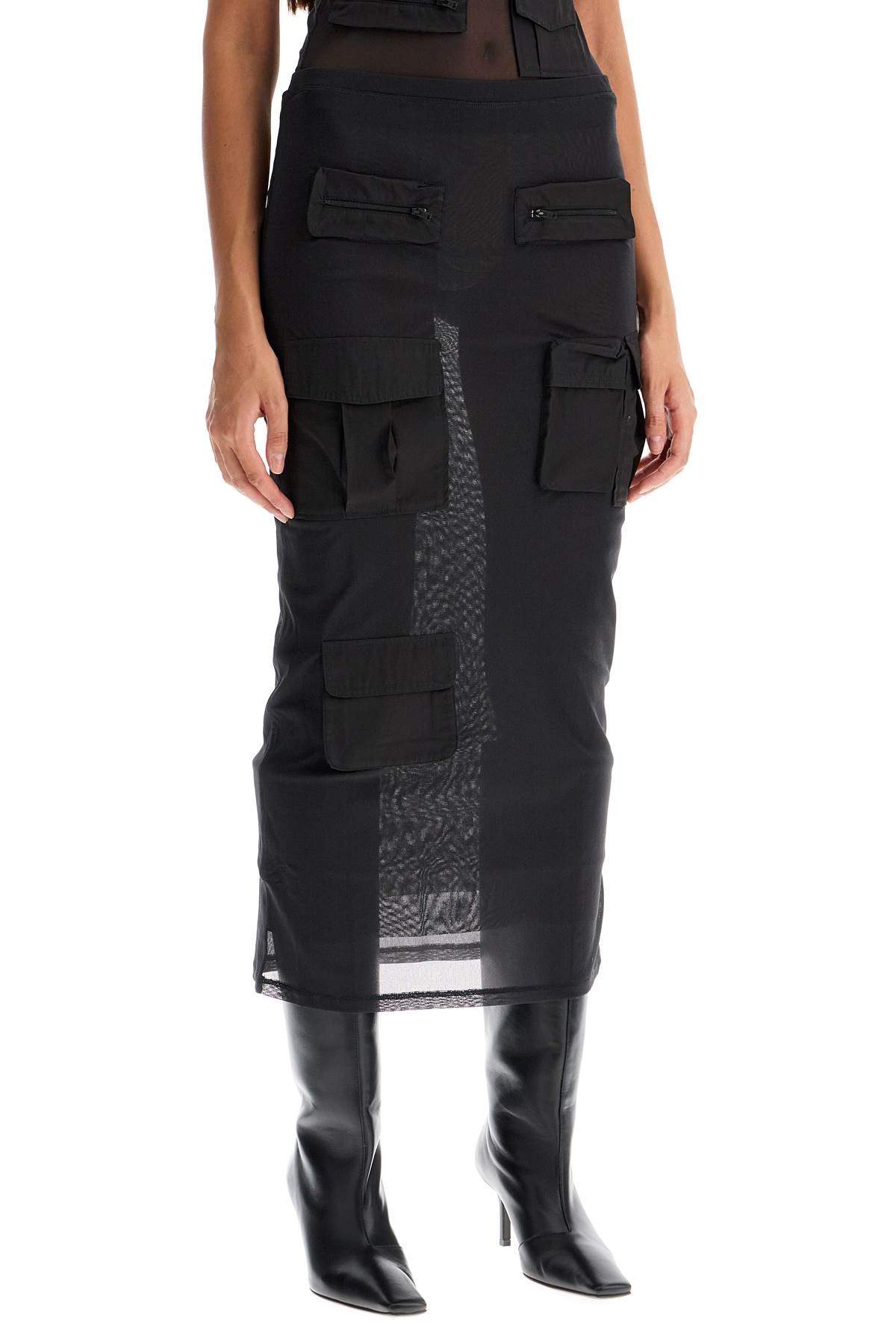 Acne Studios mesh cargo midi skirt with pockets