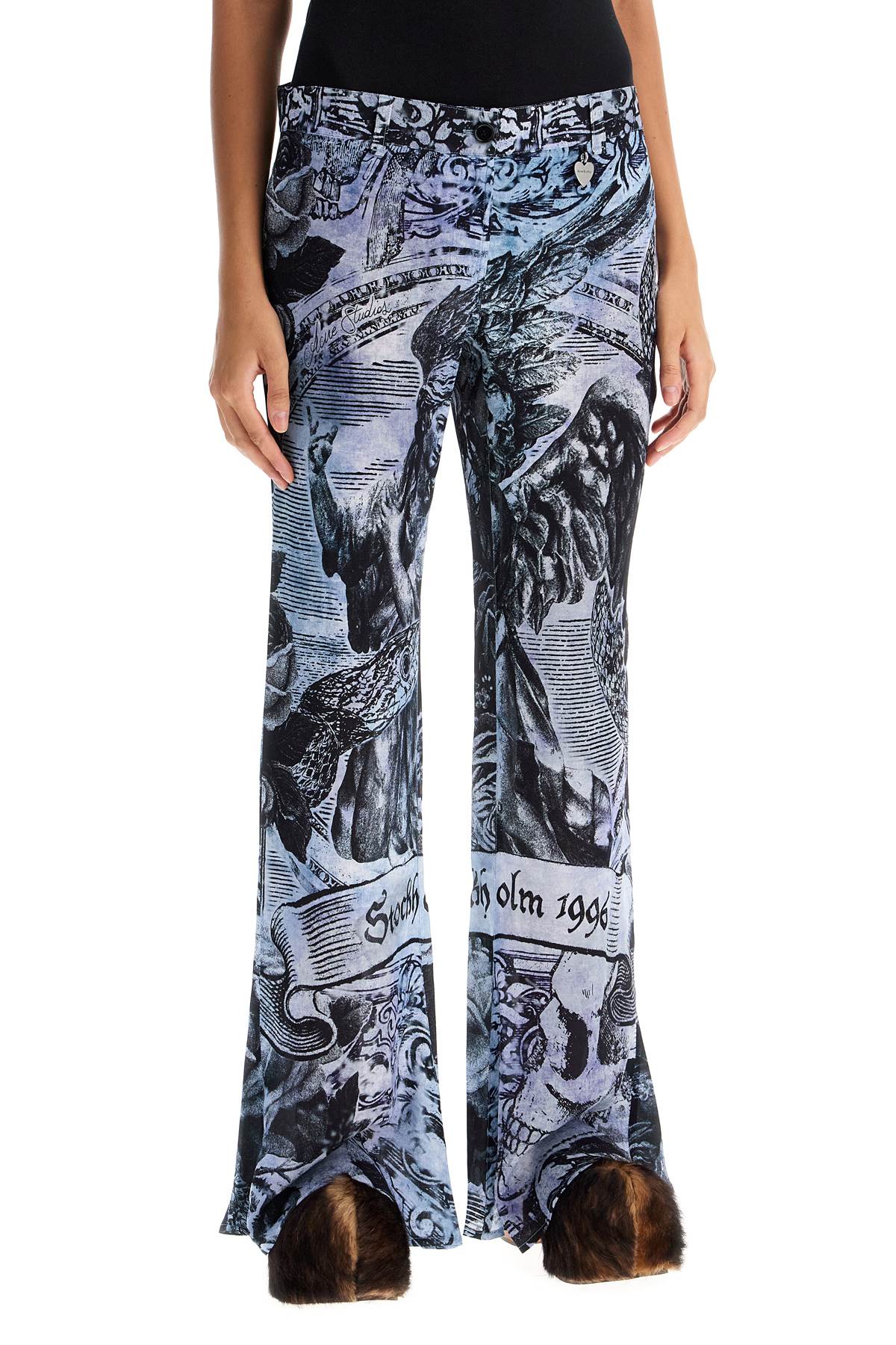 Acne Studios printed crepe flared pants