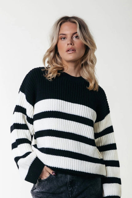 Alba Stripe Knit | Black/White