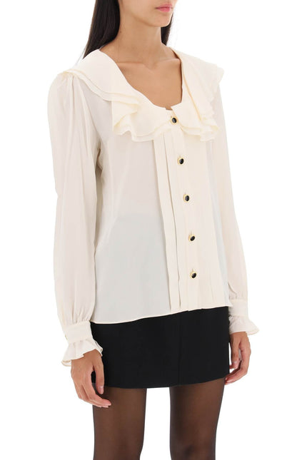 Alessandra rich crepe de chine blouse with frills-women > clothing > shirts and blouses > shirts-Alessandra Rich-40-White-Urbanheer