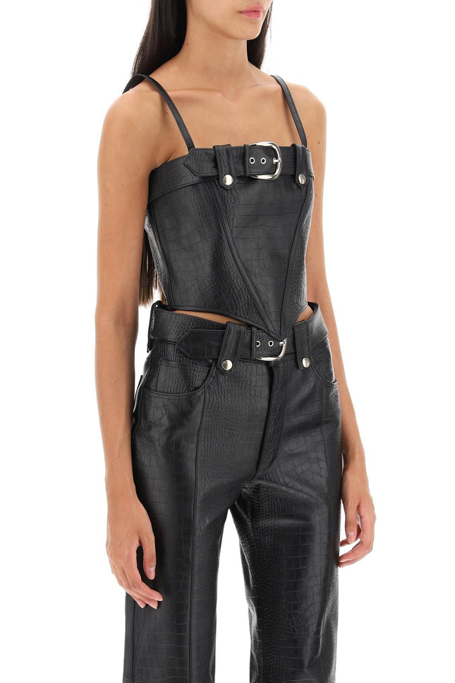 Alessandra rich croco-print leather bustier top-women > clothing > tops-Alessandra Rich-Urbanheer