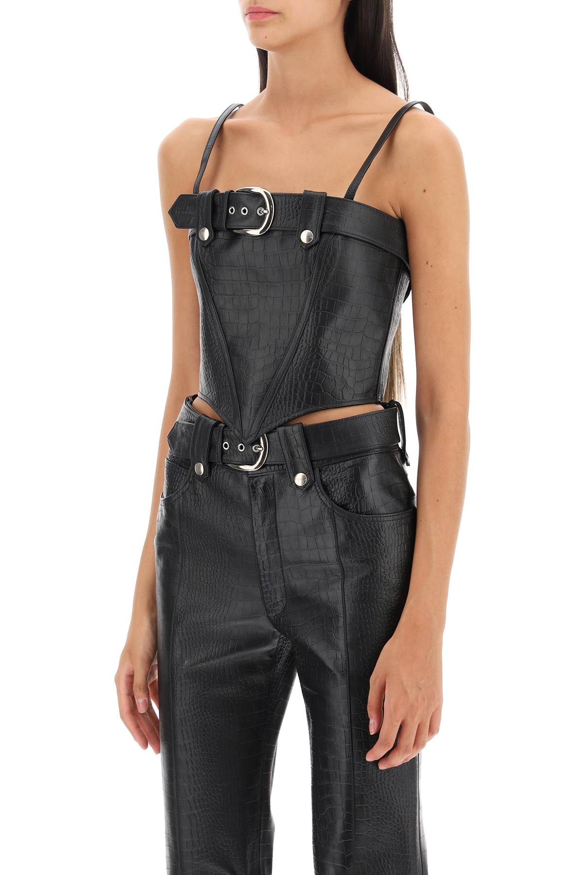 Alessandra rich croco-print leather bustier top-women > clothing > tops-Alessandra Rich-Urbanheer