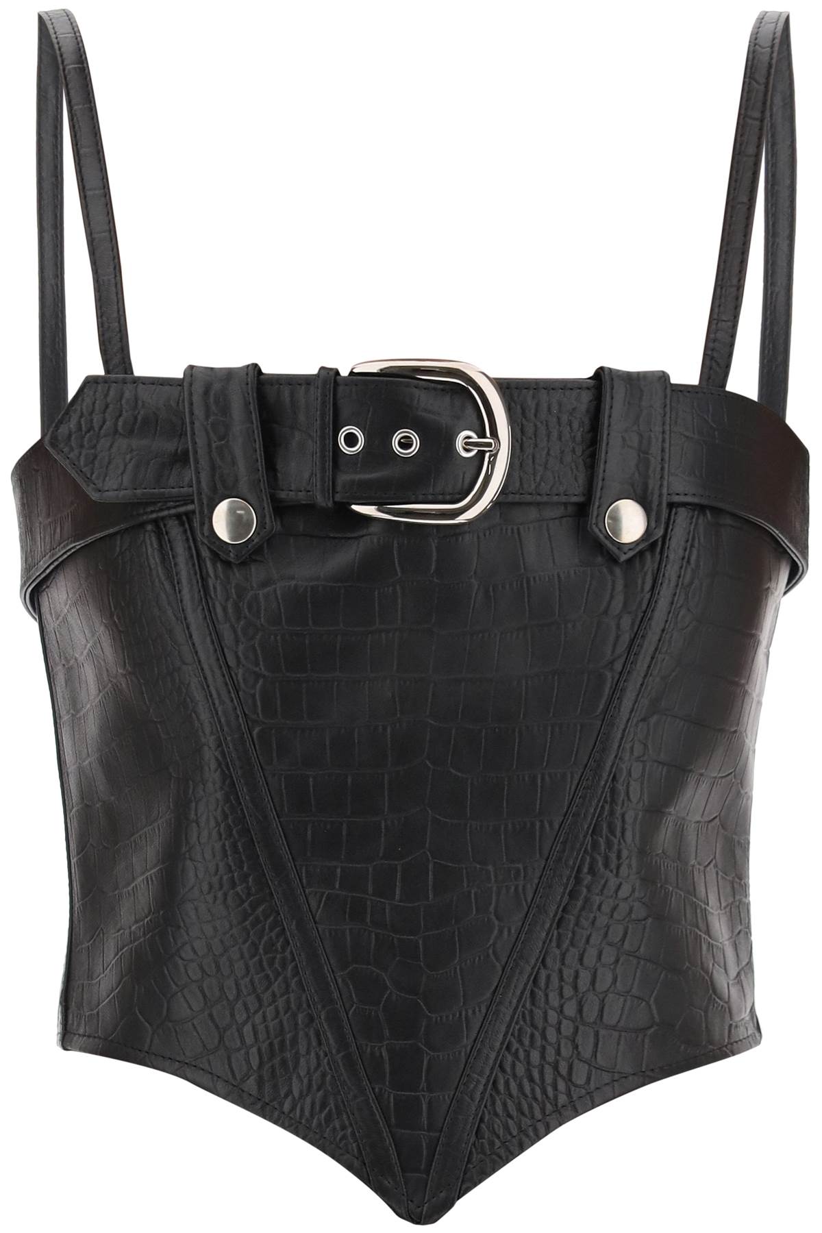 Alessandra rich croco-print leather bustier top-women > clothing > tops-Alessandra Rich-Urbanheer