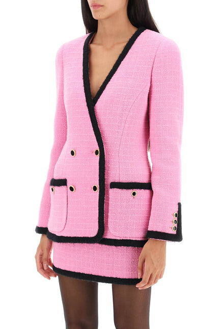 Alessandra rich double-breasted boucle tweed jacket-women > clothing > jackets > blazers and vests-Alessandra Rich-40-Pink-Urbanheer