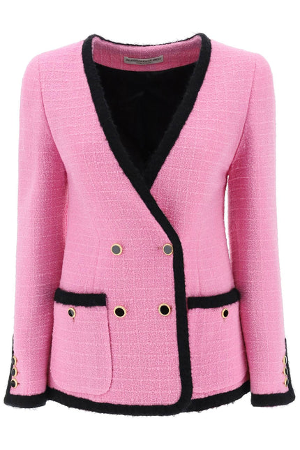 Alessandra rich double-breasted boucle tweed jacket-women > clothing > jackets > blazers and vests-Alessandra Rich-40-Pink-Urbanheer