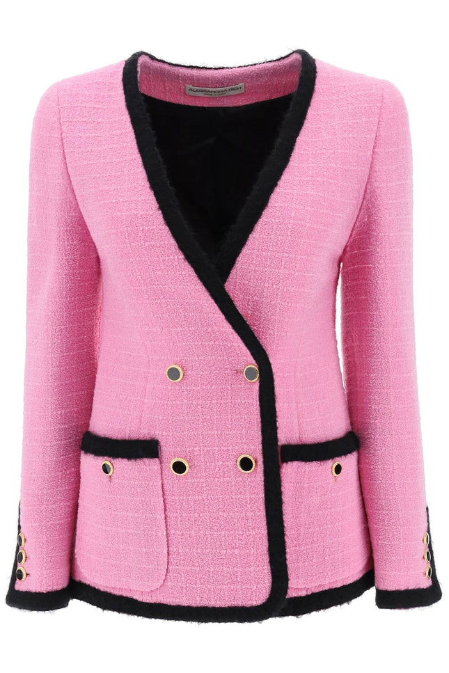 Alessandra rich double-breasted boucle tweed jacket-women > clothing > jackets > blazers and vests-Alessandra Rich-40-Pink-Urbanheer