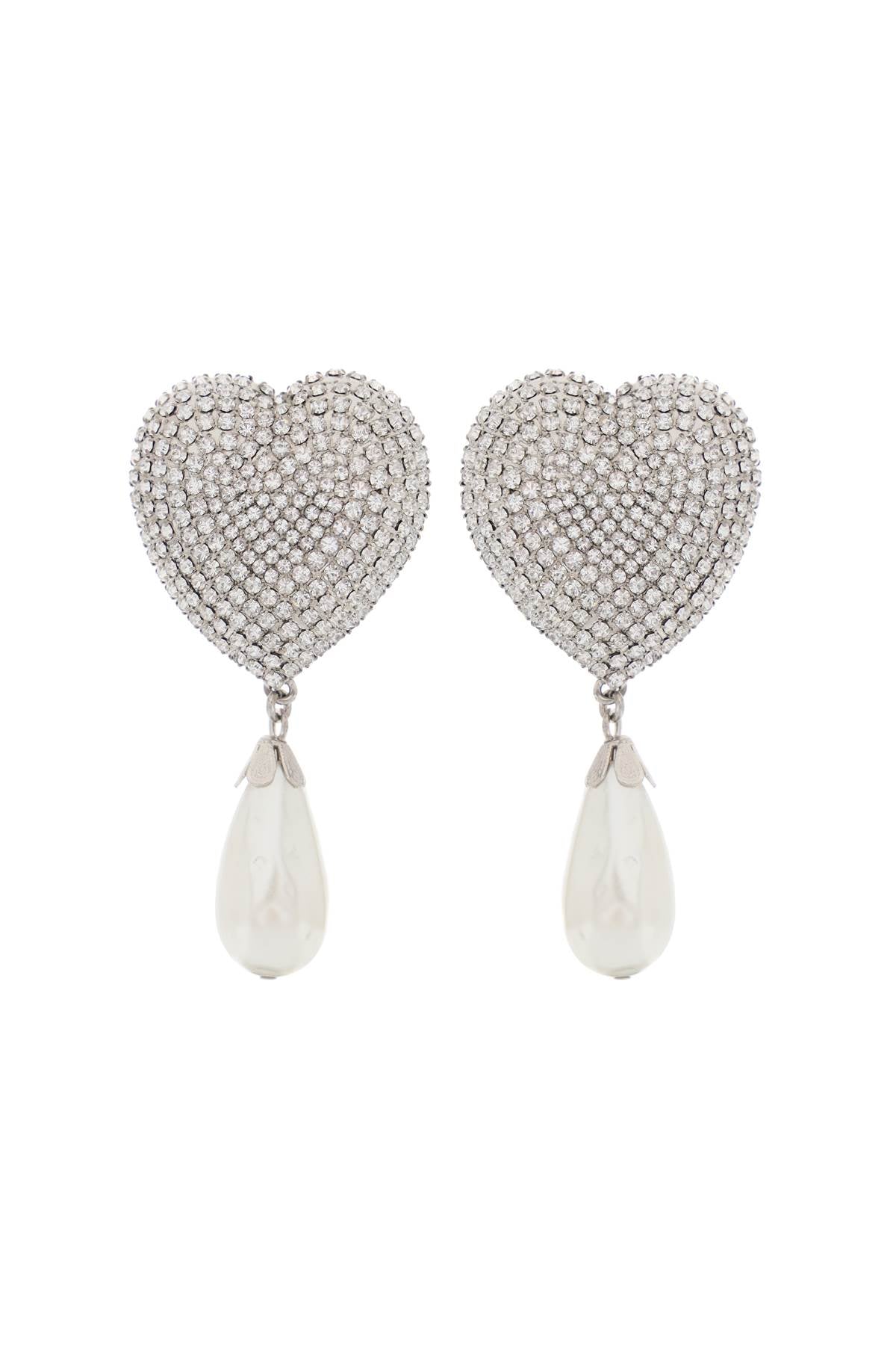 Alessandra rich heart crystal earrings with pearls-women > accessories > jewellery > earrings-Alessandra Rich-os-Silver-Urbanheer
