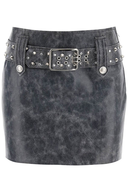 Alessandra rich leather mini skirt with belt and appliques-women > clothing > skirts > mini-Alessandra Rich-Urbanheer