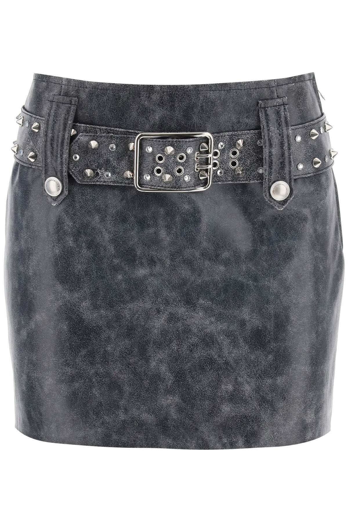 Alessandra rich leather mini skirt with belt and appliques-women > clothing > skirts > mini-Alessandra Rich-Urbanheer