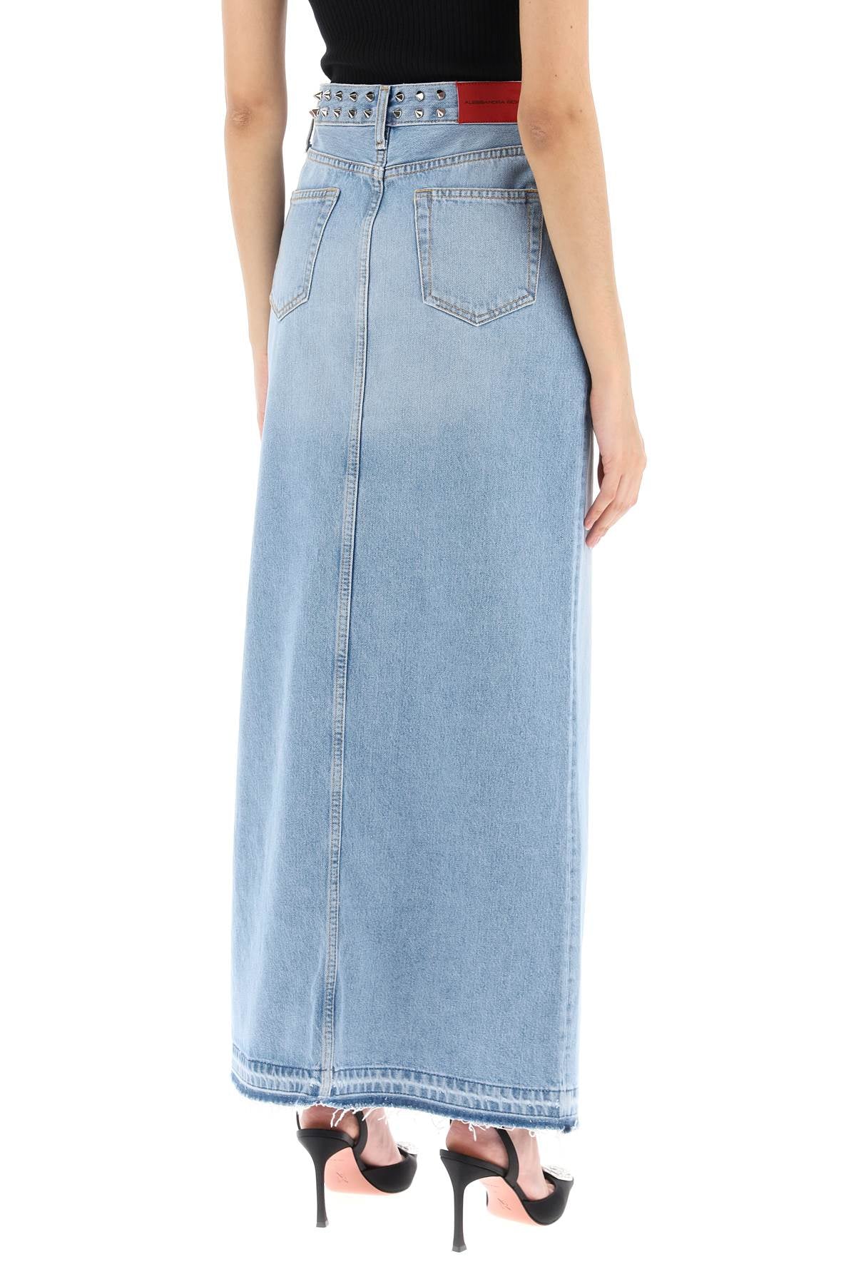 Alessandra rich long denim skirt with studs-women > clothing > skirts > maxi-Alessandra Rich-27-Light blue-Urbanheer