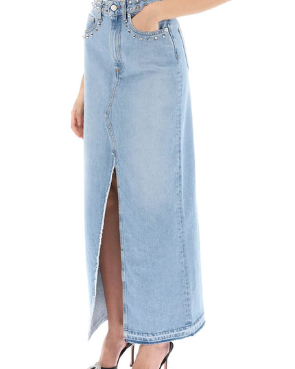 Alessandra rich long denim skirt with studs-women > clothing > skirts > maxi-Alessandra Rich-27-Light blue-Urbanheer