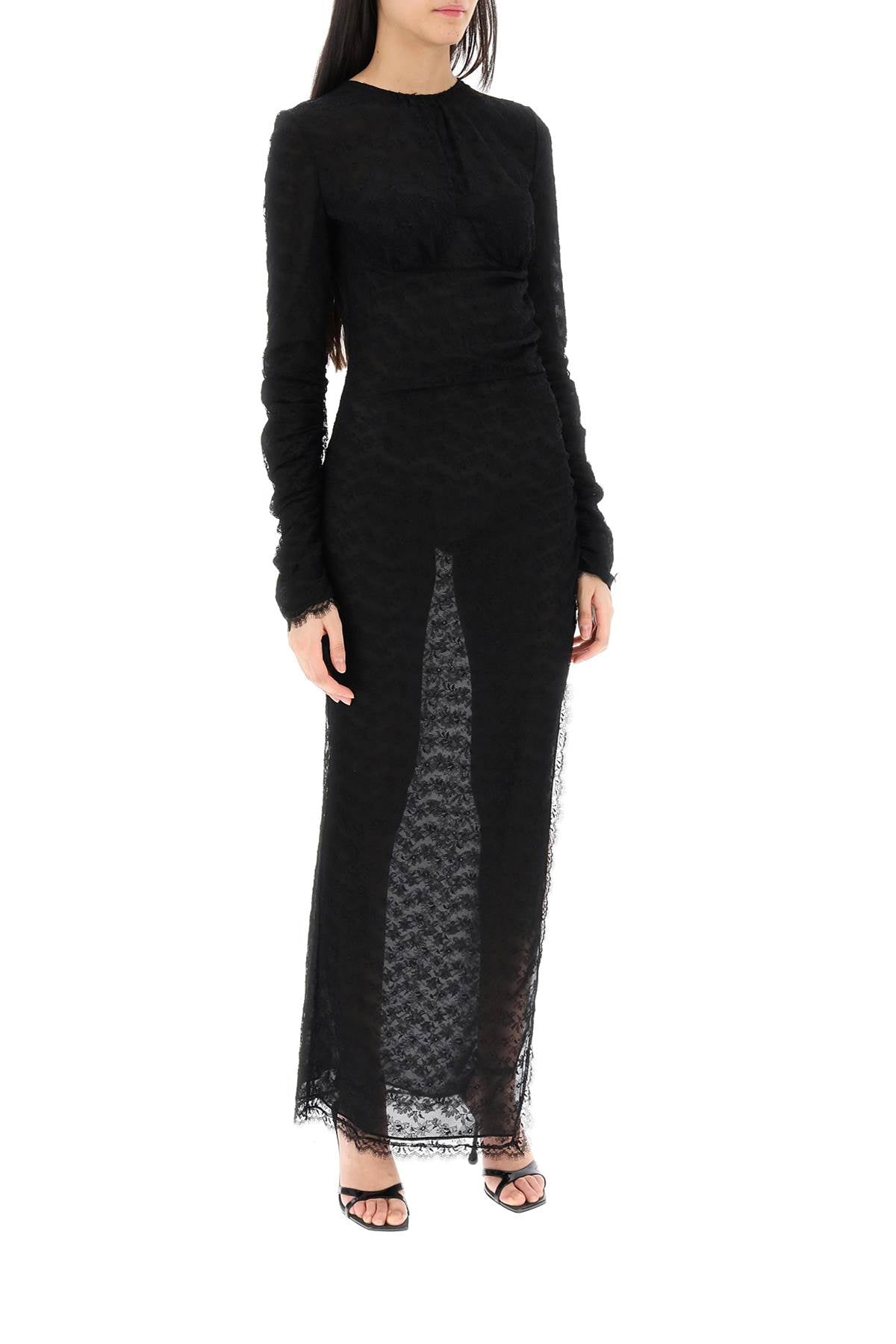 Alessandra rich long lace gown-women > clothing > dresses > maxi-Alessandra Rich-40-Black-Urbanheer