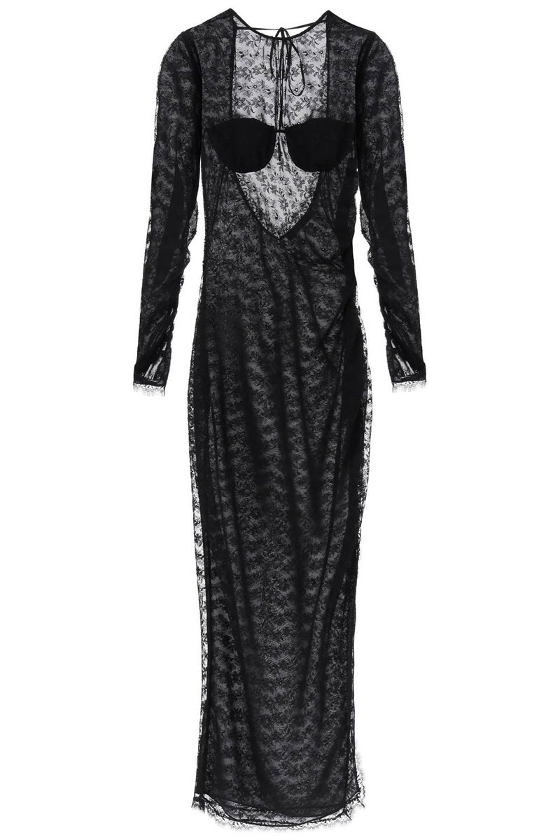 Alessandra rich long lace gown-women > clothing > dresses > maxi-Alessandra Rich-40-Black-Urbanheer