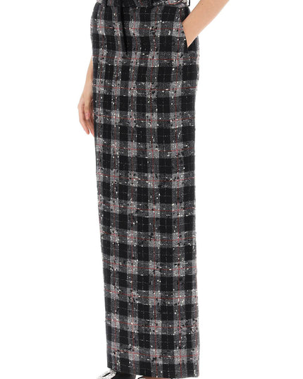 Alessandra rich maxi skirt in boucle' fabric with check motif-women > clothing > skirts > maxi-Alessandra Rich-Urbanheer