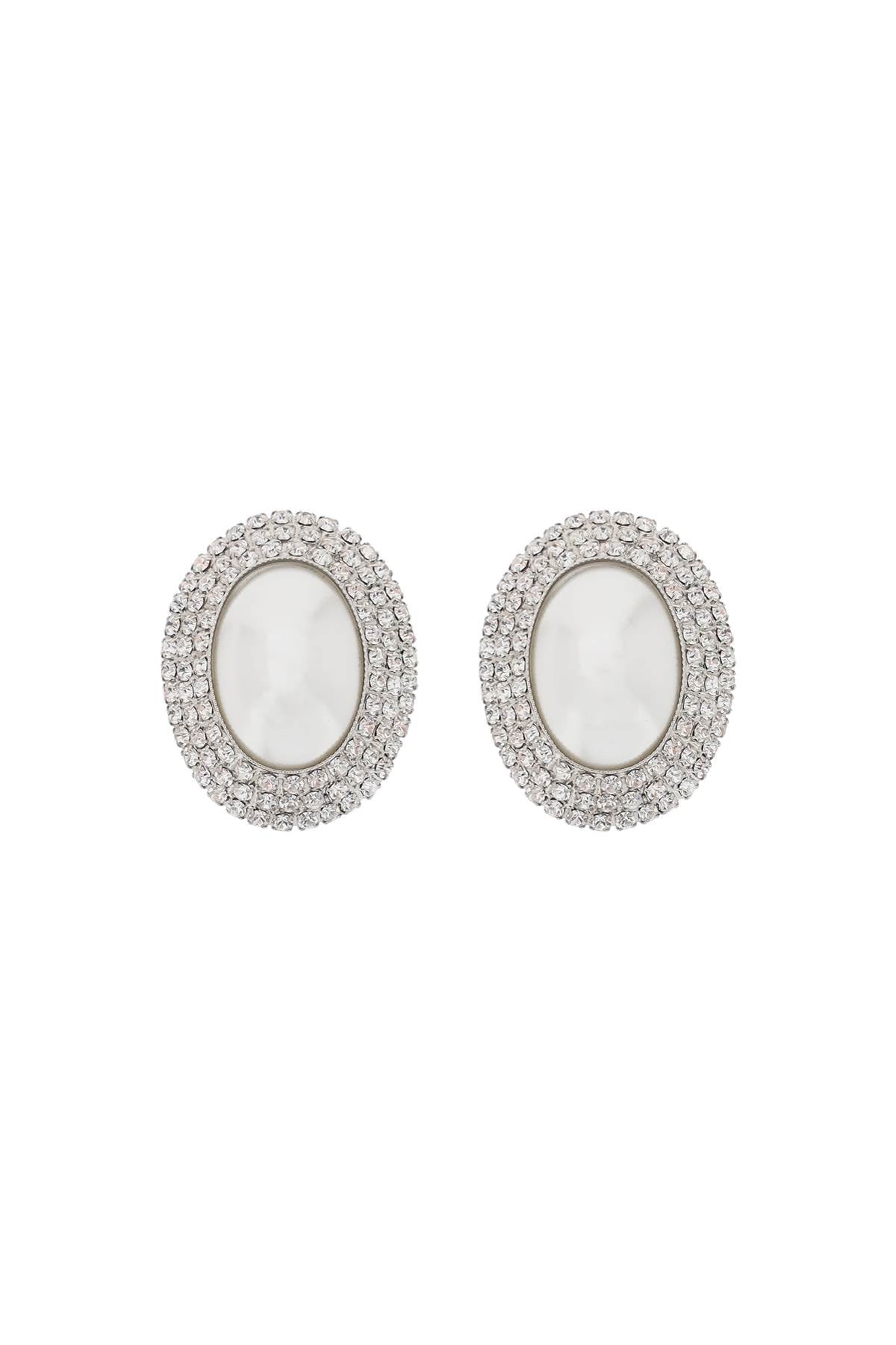 Alessandra rich oval earrings with pearl and crystals-women > accessories > jewellery > earrings-Alessandra Rich-os-Mixed colours-Urbanheer