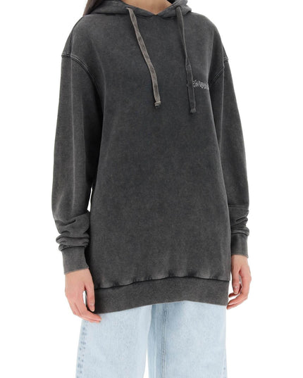 Alessandra rich oversized hoodie with print and rhinestones-women > clothing > tops > sweatshirts-Alessandra Rich-Urbanheer