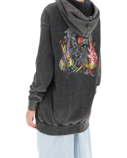 Alessandra rich oversized hoodie with print and rhinestones-women > clothing > tops > sweatshirts-Alessandra Rich-Urbanheer