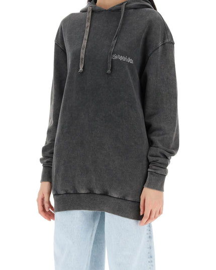 Alessandra rich oversized hoodie with print and rhinestones-women > clothing > tops > sweatshirts-Alessandra Rich-Urbanheer