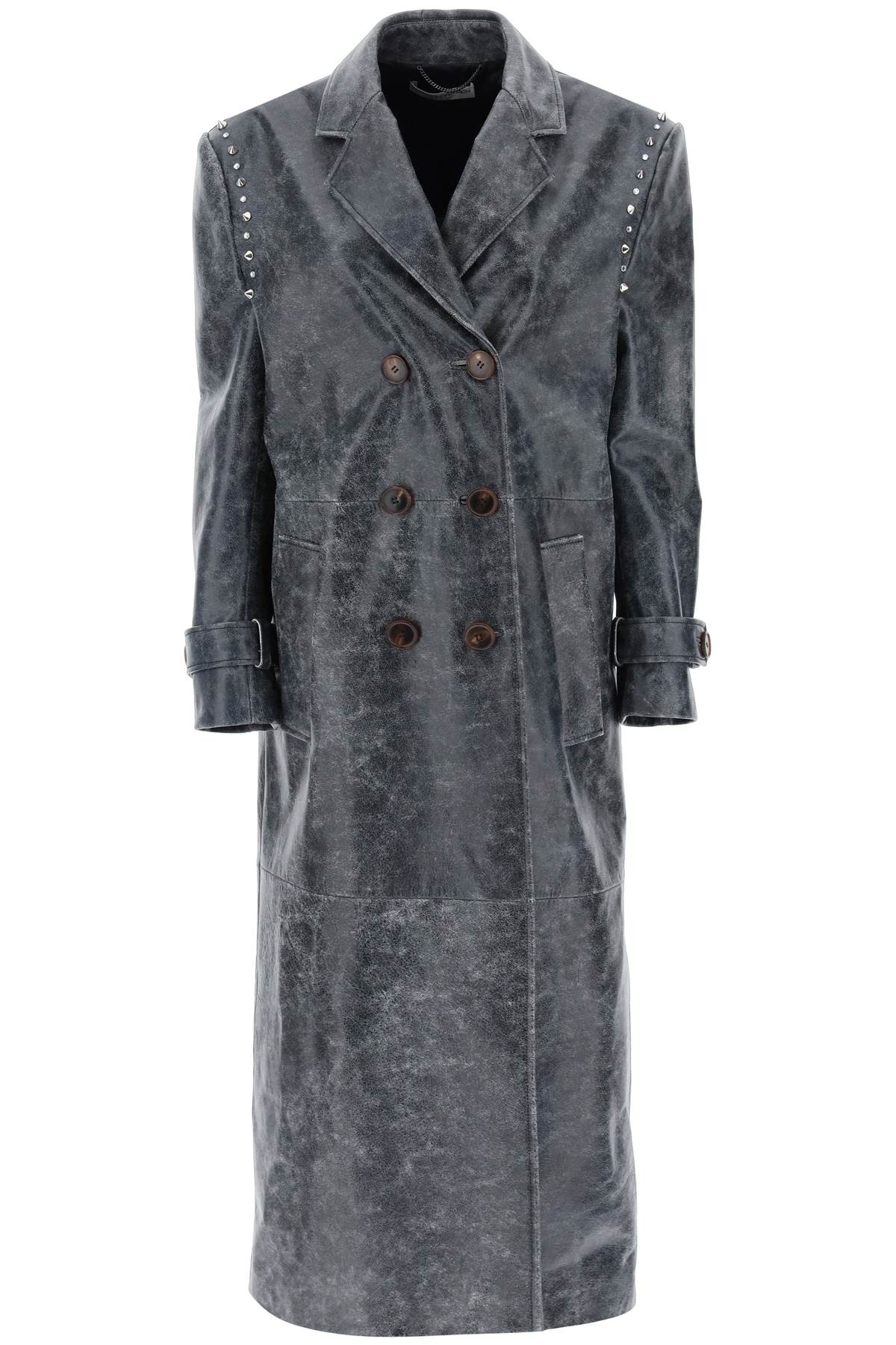 Alessandra rich oversized leather coat with studs and crystals-women > clothing > outerwear > leather coats-Alessandra Rich-36-Grey-Urbanheer