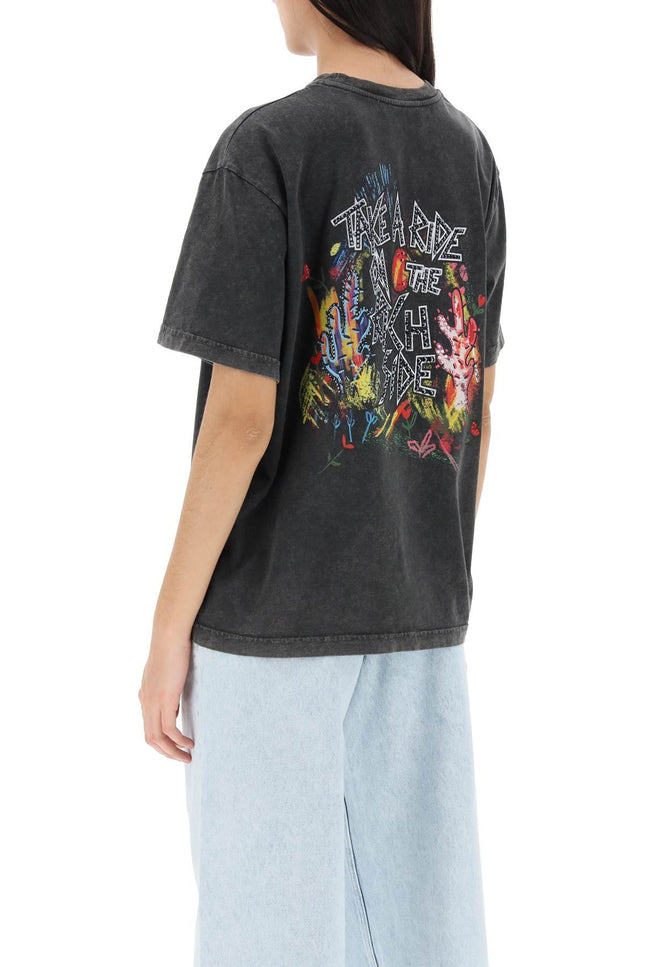 Alessandra rich oversized t-shirt with print and rhinestones-women > clothing > topwear-Alessandra Rich-Urbanheer