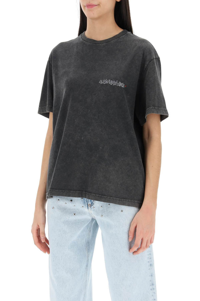 Alessandra rich oversized t-shirt with print and rhinestones-women > clothing > topwear-Alessandra Rich-Urbanheer