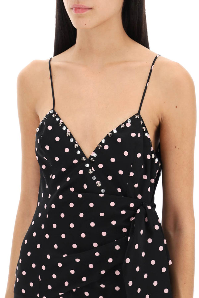 Alessandra rich polka dot slip dress with studs and rhinestones-women > clothing > dresses > midi-Alessandra Rich-Urbanheer