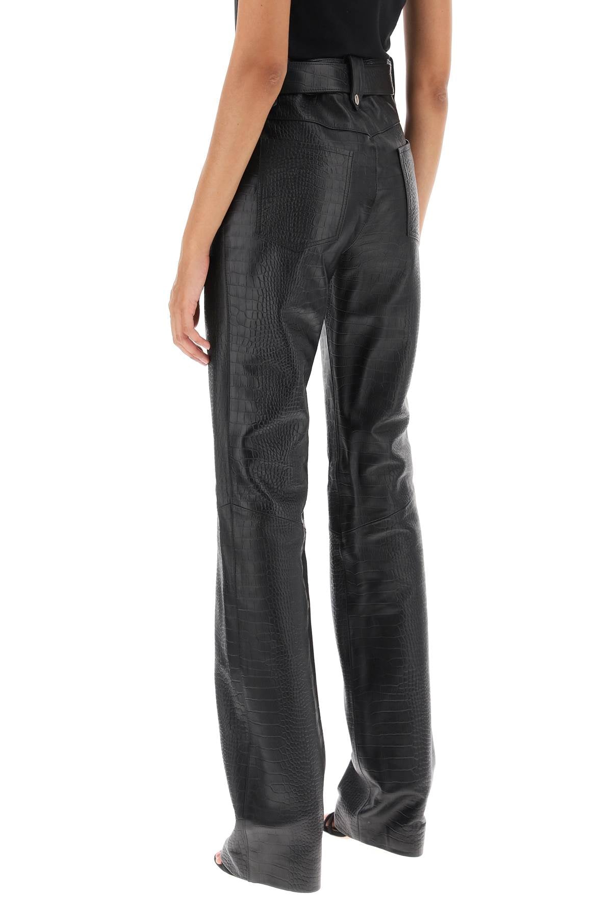 Alessandra rich straight-cut pants in crocodile-print leather-women > clothing > trousers-Alessandra Rich-42-Black-Urbanheer