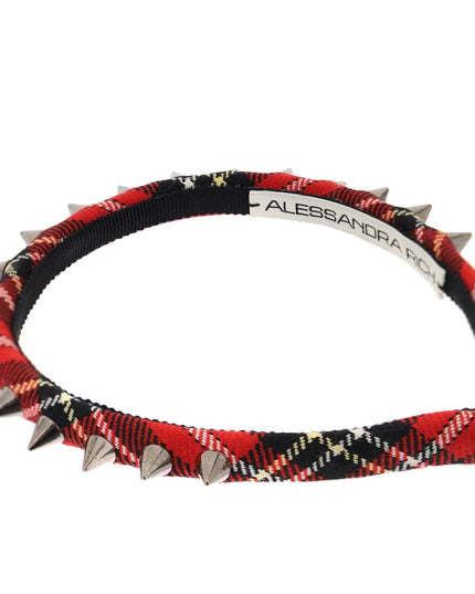 Alessandra rich tartan headband with spike-women > accessories > hats and hair accessories > hair accessories-Alessandra Rich-os-Red-Urbanheer