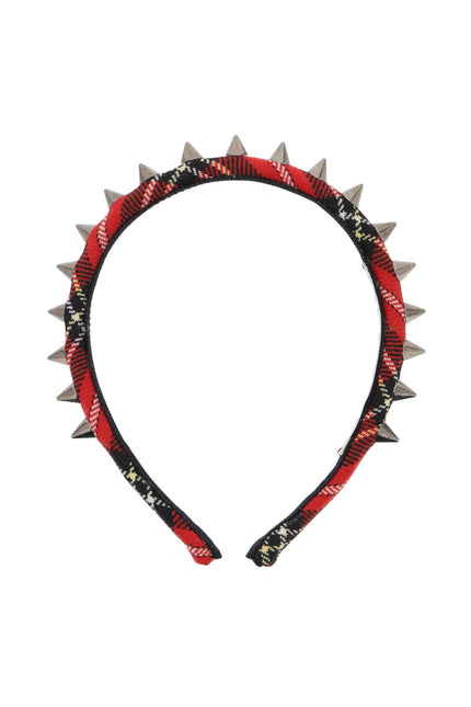 Alessandra rich tartan headband with spike-women > accessories > hats and hair accessories > hair accessories-Alessandra Rich-os-Red-Urbanheer