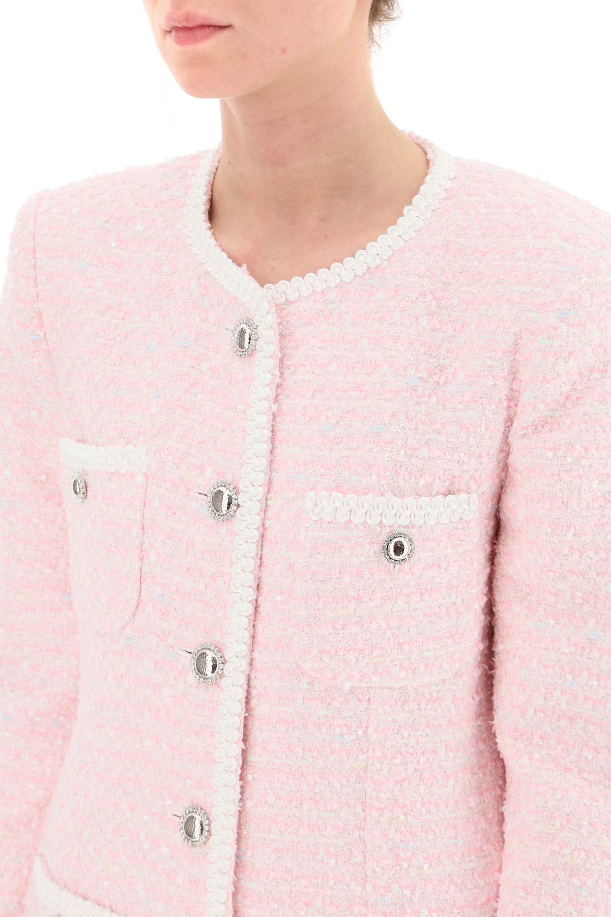 Alessandra rich tweed jacket-women > clothing > jackets > casual jackets-Alessandra Rich-40-Pink-Urbanheer