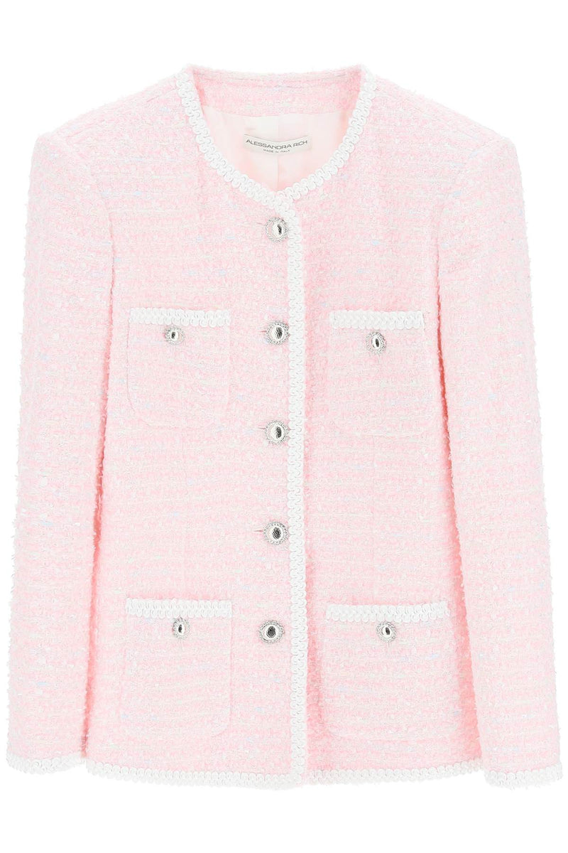 Alessandra rich tweed jacket-women > clothing > jackets > casual jackets-Alessandra Rich-40-Pink-Urbanheer