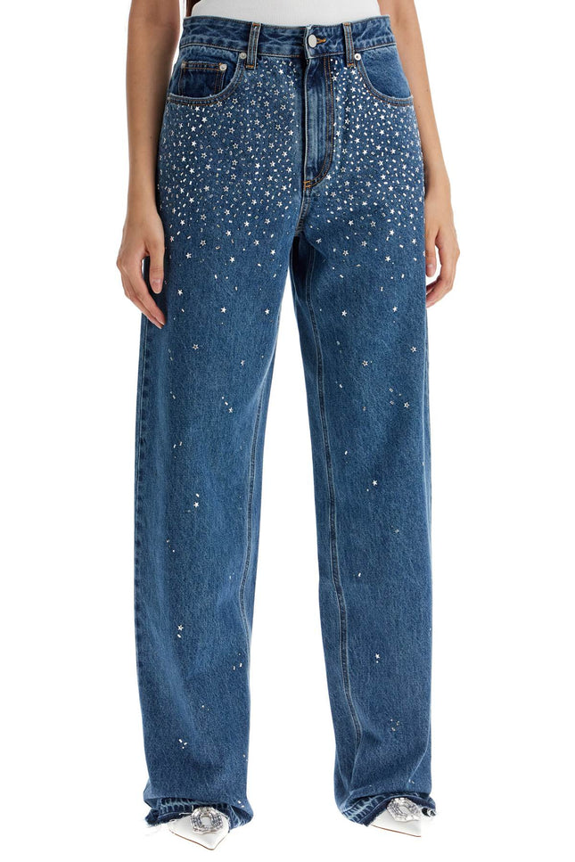 Alessandra Rich baggy jeans with applique - Blue