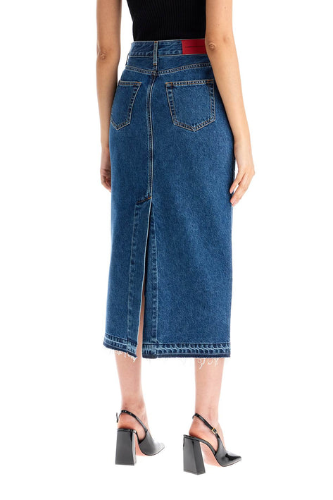 Alessandra Rich "denim midi skirt with rhin