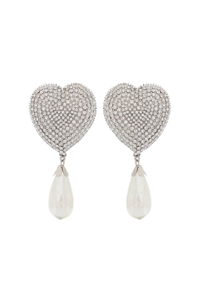 Alessandra Rich heart crystal earrings with pearls