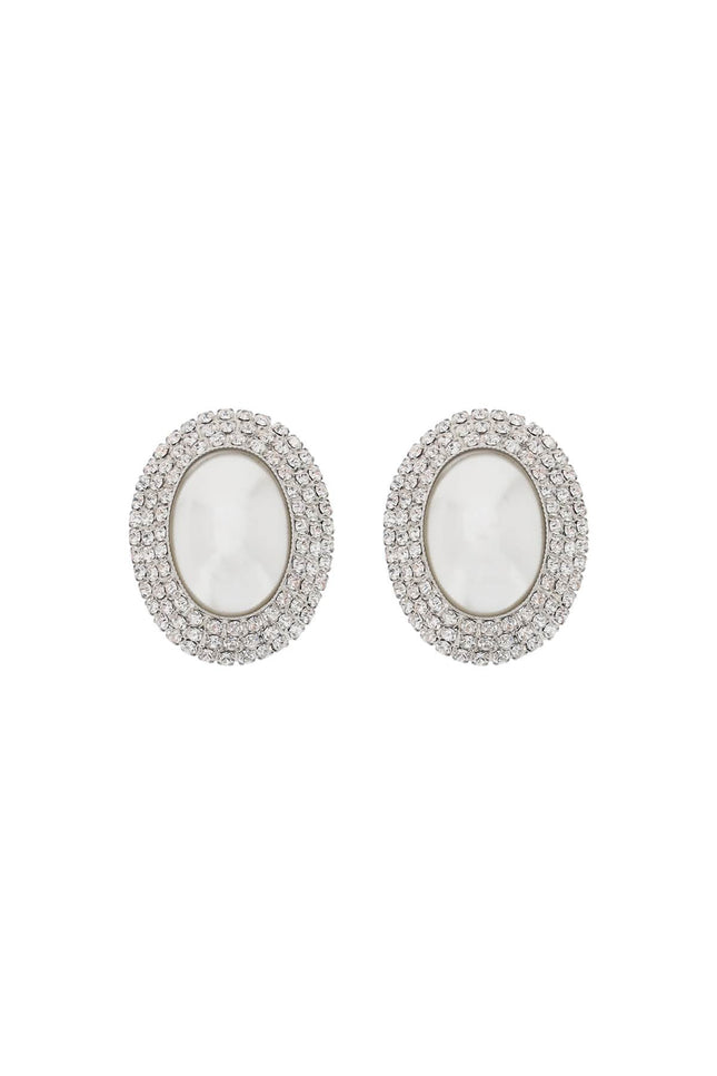 Alessandra Rich oval earrings with pearl and crystals