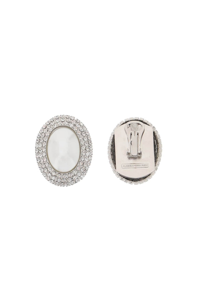 Alessandra Rich oval earrings with pearl and crystals