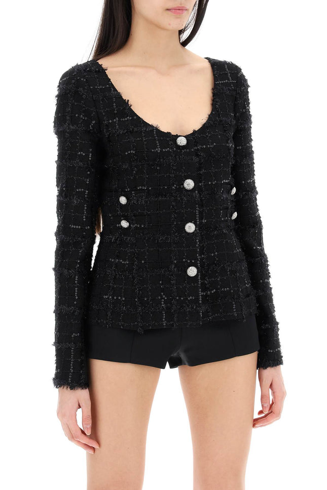 Alessandra Rich tweed jacket with sequins embell - Black