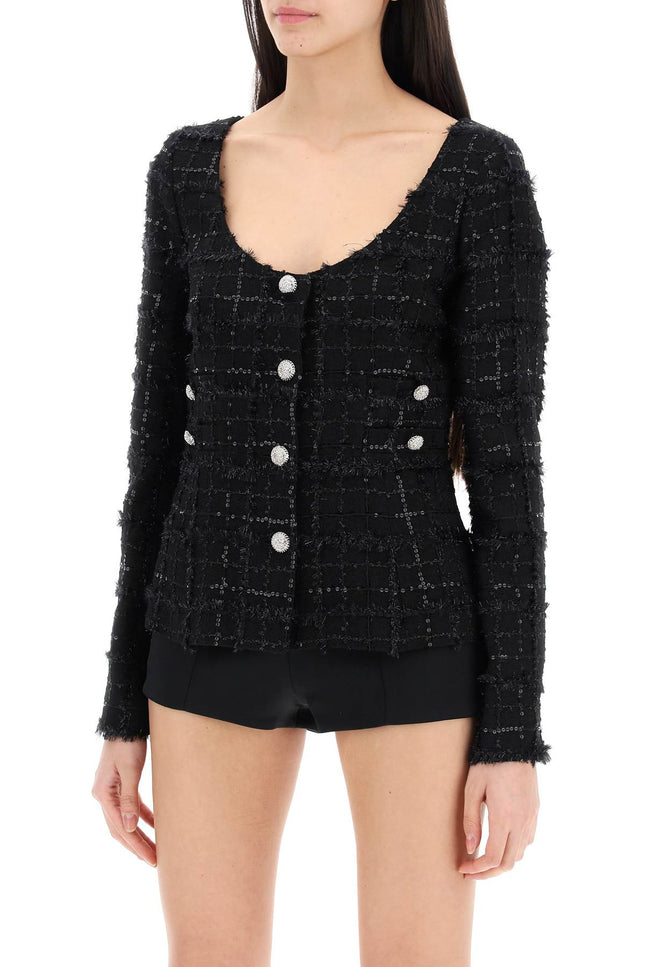 Alessandra Rich tweed jacket with sequins embell - Black