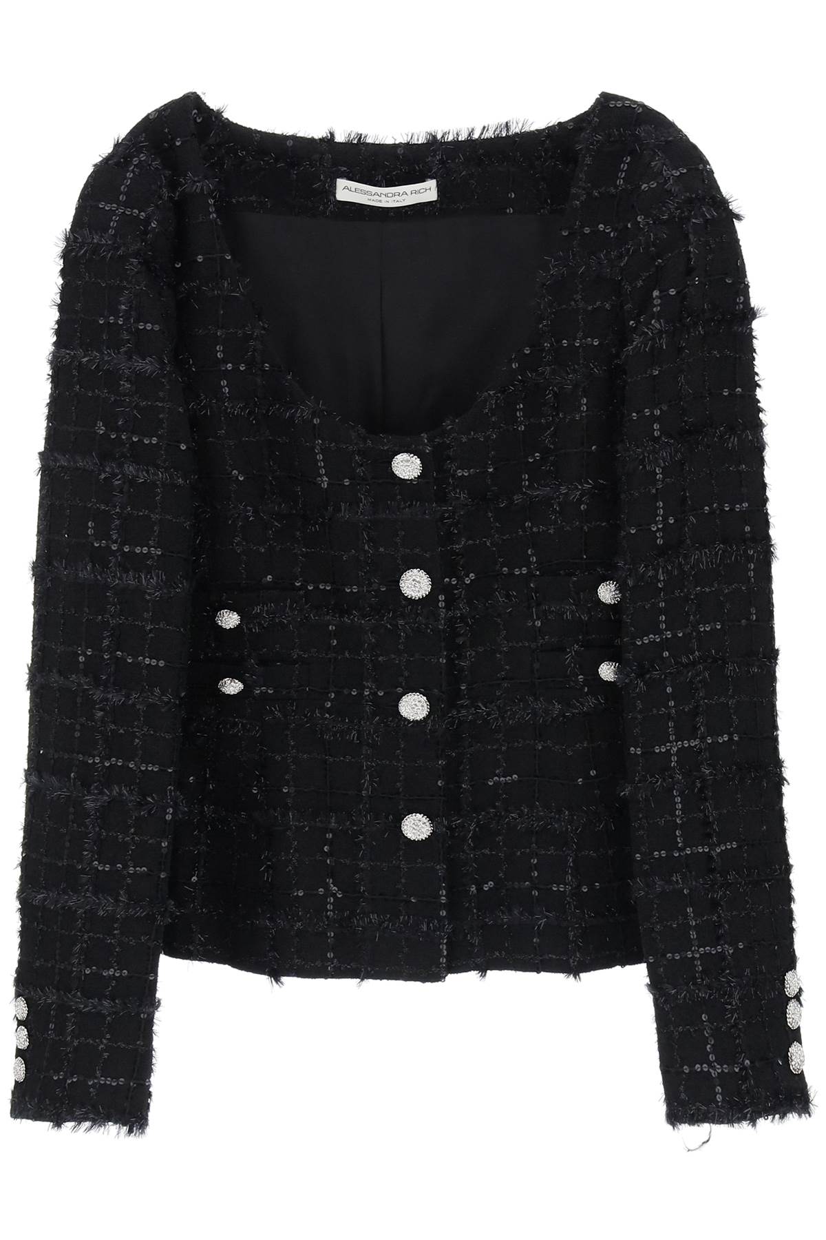 Alessandra Rich tweed jacket with sequins embell - Black