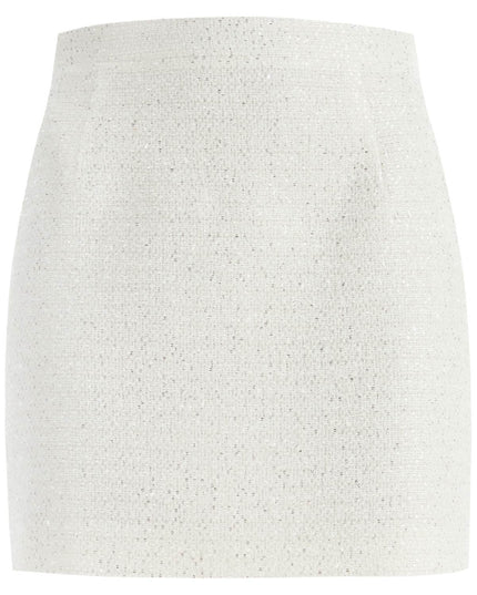 Alessandra Rich tweed mini skirt with sequins - White